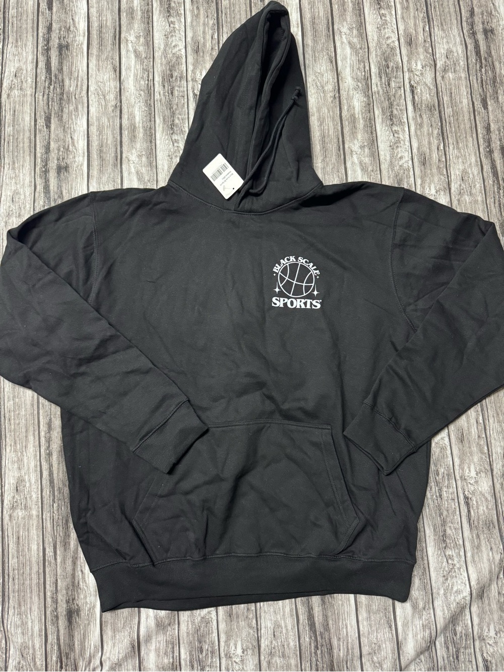 Black Scale Black Hoodie with White Sports Graphic - Men's Pullover